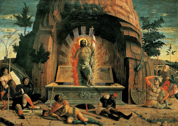 Andrea Mantegna, Zmartwychwstanie, tempera na drewnie, 1457–1459, Musée des Beau