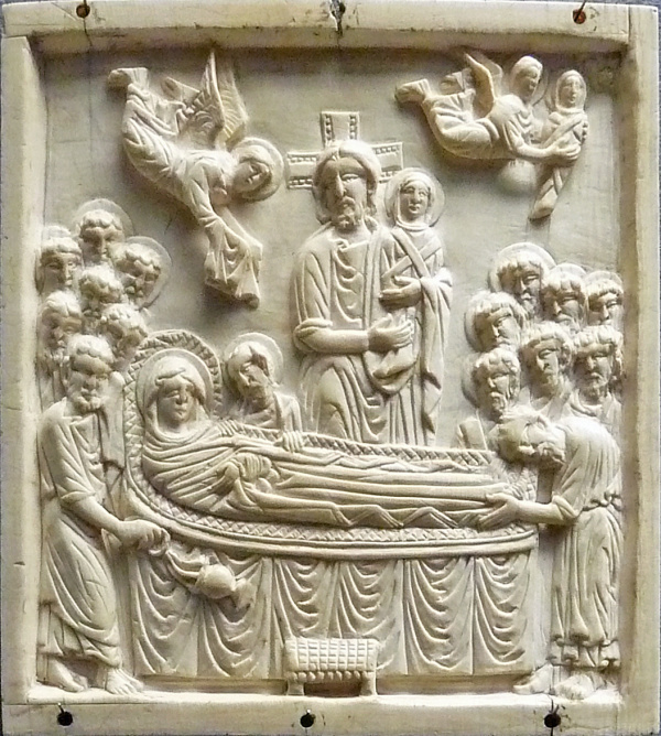 Koimesis (Zaśnięcie NMP), płaskorzeźba w kości słoniowej, koniec X w., Bizancjum