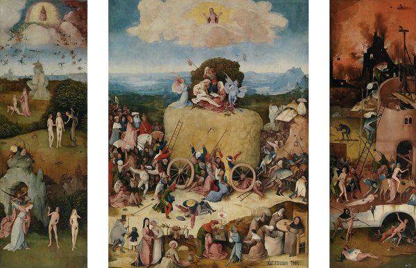 Hiëronymus Bosch, Wóz z sianem, ok. 1512-1515, Museo del Prado, Madryt