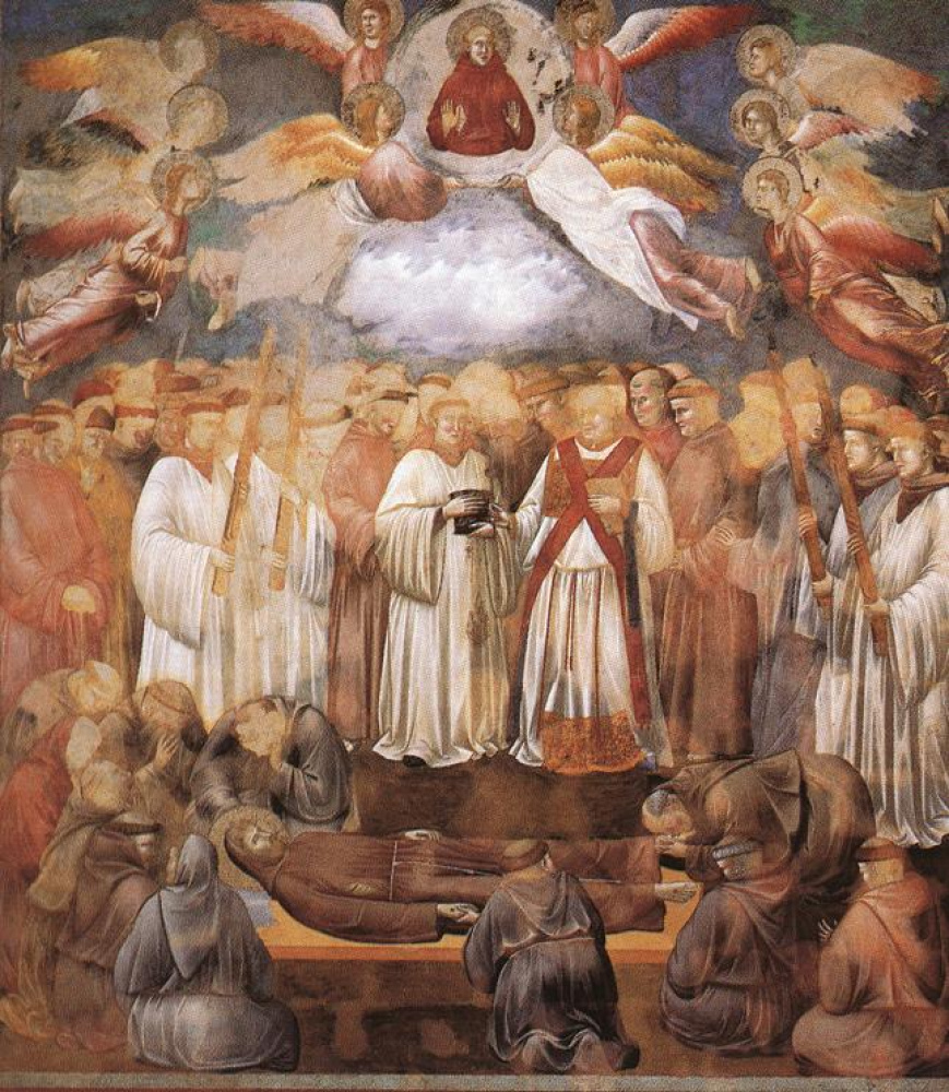 Giotto di Bondone, „Wyrzucenie diabłów z Arezzo” (10. fresk cyklu franciszkański