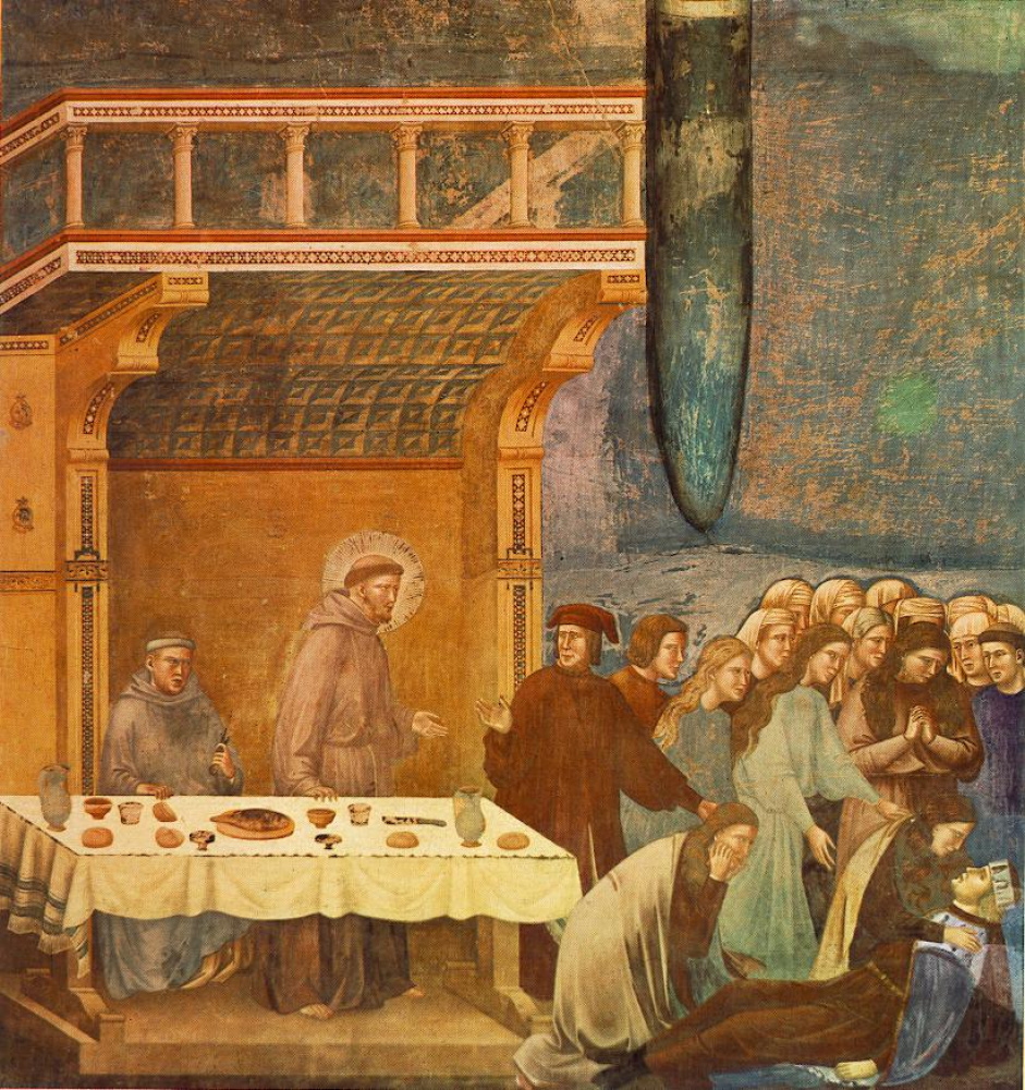 Giotto di Bondone, „Śmierć rycerza z Celano” (16. fresk cyklu franciszkańskiego)