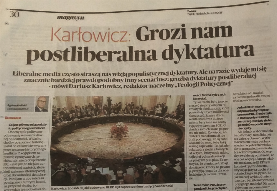 Dariusz Karłowicz w „Polska The Times”: Grozi nam postliberalna dyktatura