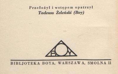 Tadeusz Boy-Żeleński: Setny tom biblioteki Boya 