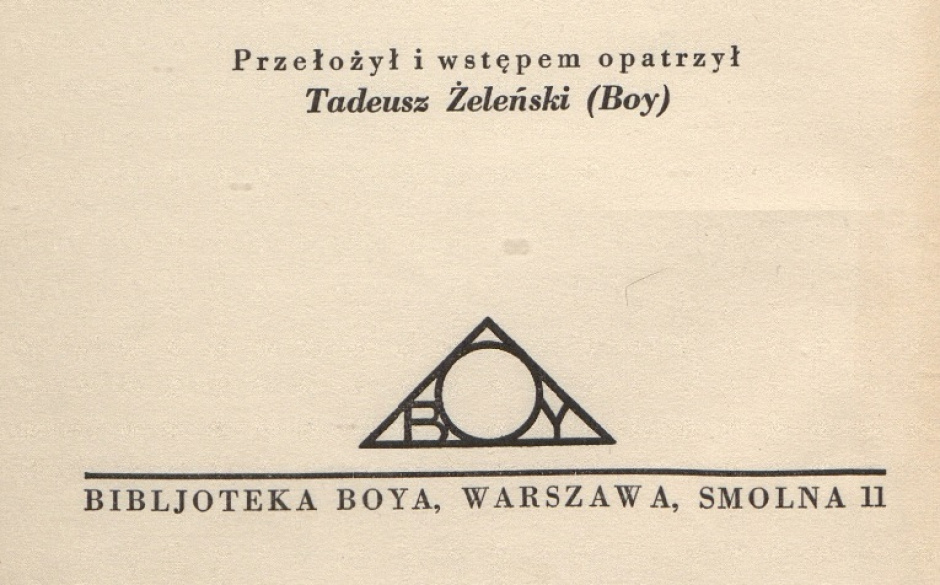 Tadeusz Boy-Żeleński: Setny tom biblioteki Boya